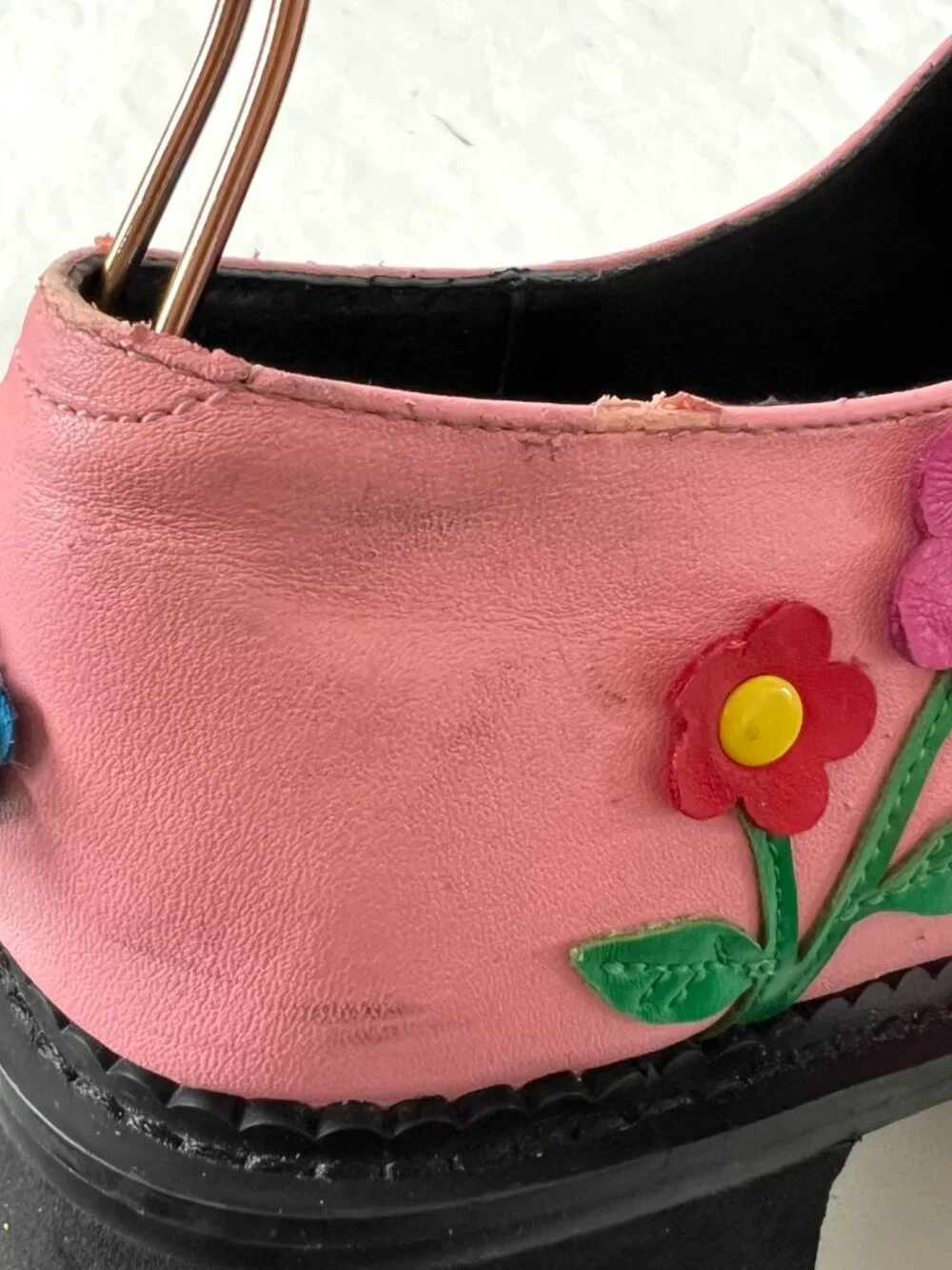 Delias Dolls Kill Pink Flower Platform Oxford Shoes womens size 10 block heel